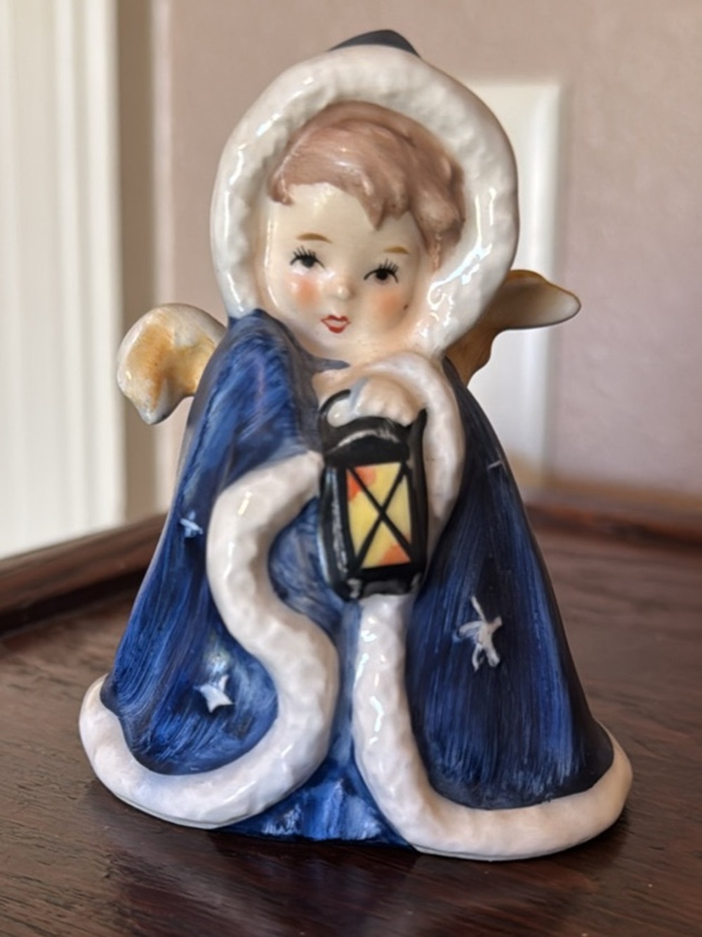 Goebel Christmas Angel Girl/ Figurine w Lantern and Blue Cape - vintage 1958